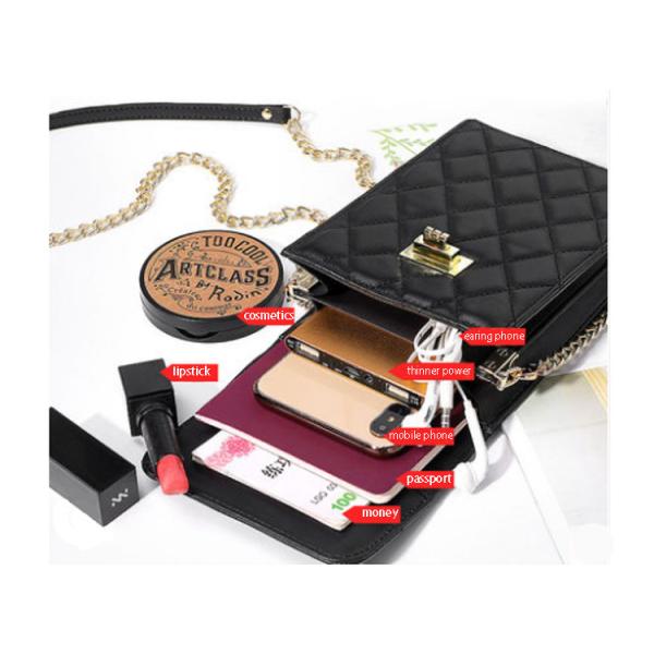 2019 new leather mini small change small bag vertical versatile rim-mesh sheepskin cell phone bag