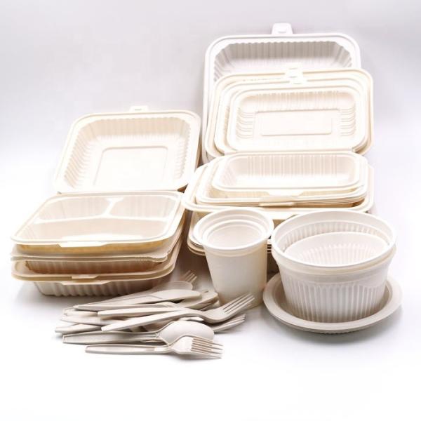White Eco Friendly PLA Tableware 203cmx209cmx70cm 3 compartment