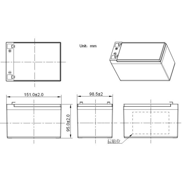 153.6Wh Rechargeable Deep Cycle Battery 12V 12Ah For Golf Trolley