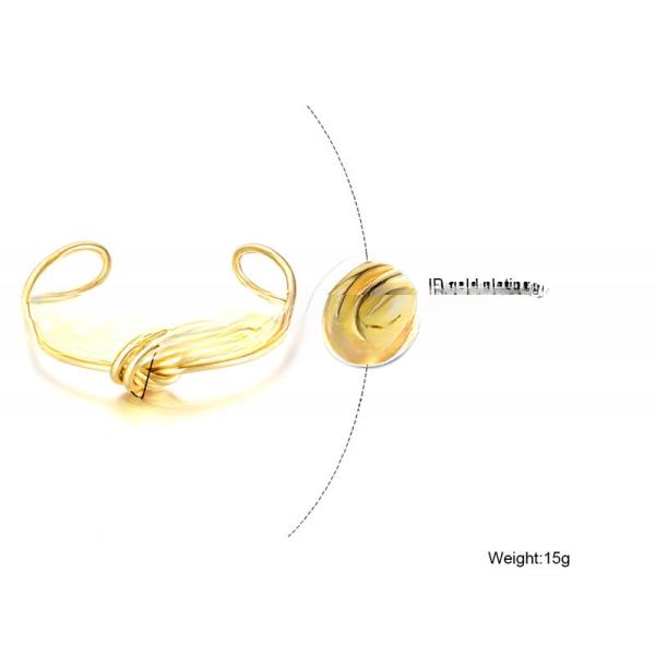 Geometric Gold Cuff Bangle Bracelet Thin 18K Gold Plated Handmade For Women