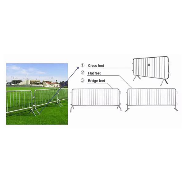 Galvanized Road Safety Metal Pedestrian Crowd Control Barrier Temporary Fencing 1.1M