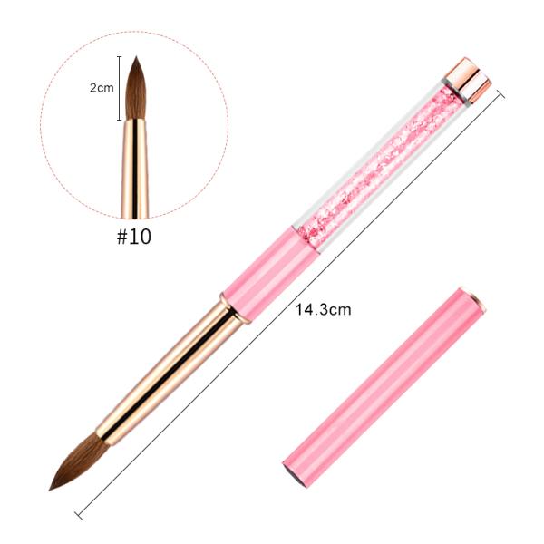 Manicure Pink Handle Acrylic Nail Brush Sable Round Nail Brush Size 6 8