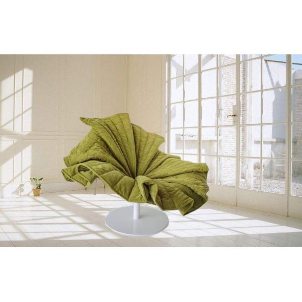 Art furniture decoration special design Rotatable yellow fabric flower shaped chair flocked cloth modern leisure chair