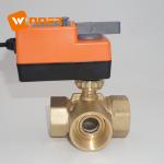 CE Brass dn50 motorized three way ball valve with manual operation
