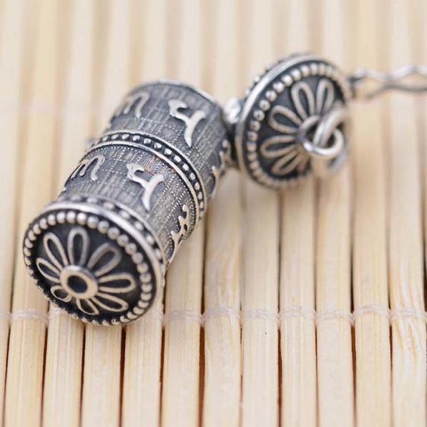 925 Silver Retro The Six Syllable Mantra Kwu Box Pendant Necklace for Women Men(SY11119)