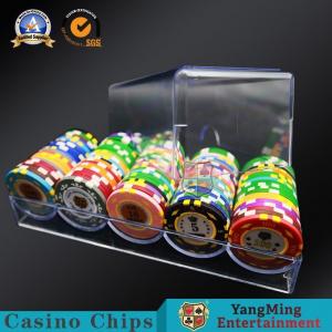 China 40mm Poker Chips Case 5 Rows 100 PCS  Clear Acrylic Float Gambling Table Chips Holder on sale