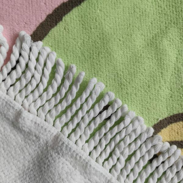 Hotsale round microfiber custom poncho towel kids printing beach tassel poncho beach towel