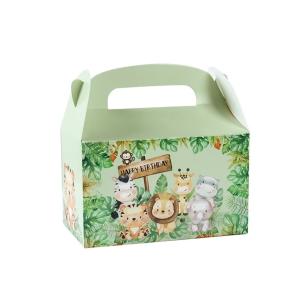 Quality Custom Animal Print Handle Paper Box for Kids' Jungle Theme Birthday and Baby Shower wholesale