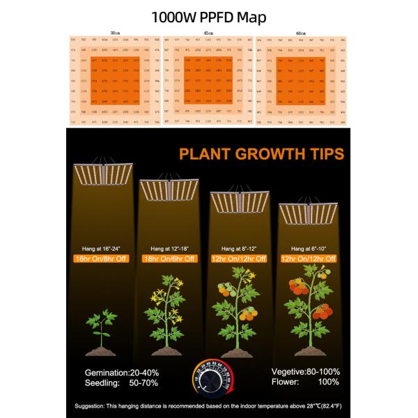 Three Channels Detachable LED Grow Light 10 Bar Full Spectrum Dimmable LED Grow Lights 1000W