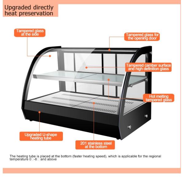 Curved Glass Showcase Electric Industrial Restaurant Snack Shop 2 Layers Hot Food Display Warmer