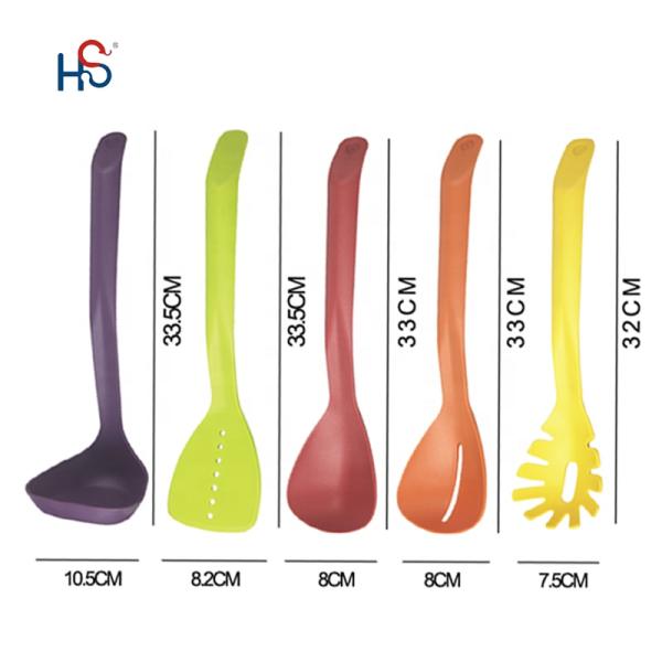 Nonstick Cooking Made Stylish 5-Piece Compact Nesting Utensil Set in Vibrant Colors