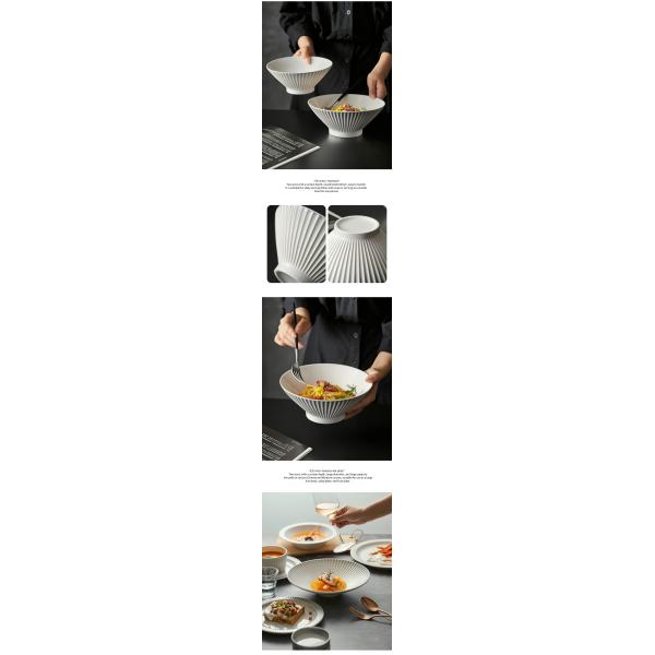 Relief Pattern Disposable Matte Glaze Plates Nordic-Inspired Modern Ceramic Dinner Set