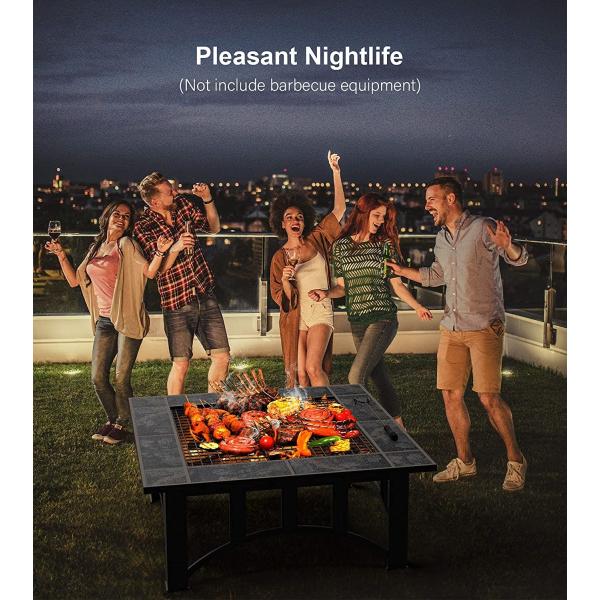 Outside Table Square Patio Outdoor Barbecue Fire Pit With Ceramic Tile