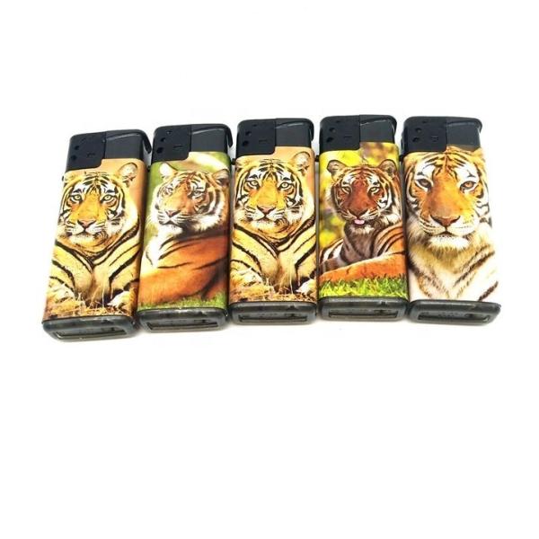 ISO9994 Standard Turbo Flame Windproof Gas Lighter with Tiger Sticker Customized Logo