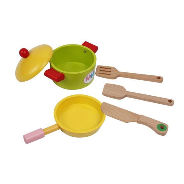 Utensils 30cm Pink Wooden Play Kitchen Tabletop Playhouse Toys