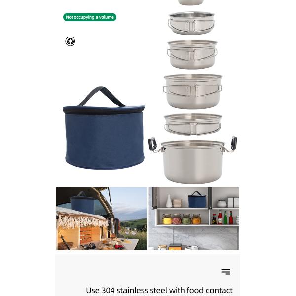 OEM/ODM Camp Cook Set Outdoor Cooking Soup Pot Vegetable Bowl Camping Mess Kit Camping Cookware Set