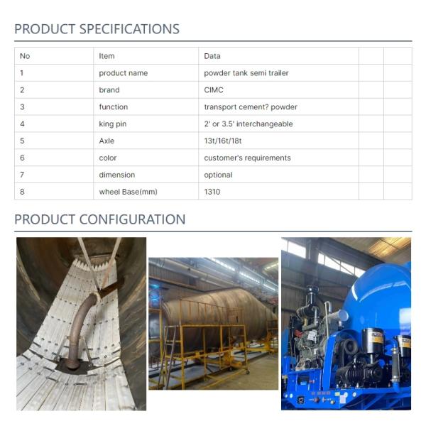 CIMC Latest Design Of High Strength Three Axis Cement Bulk Powder Tank Trailer