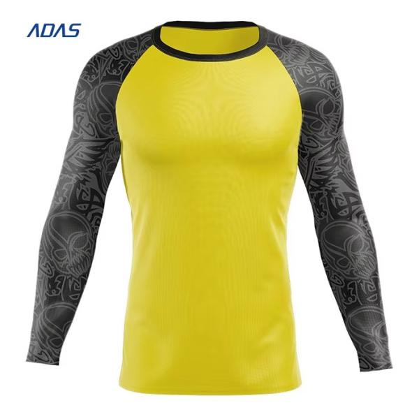 Sublimation Mens Rash Guard Long Sleeve Diving Compression Spangle Embroidery Upf Swim Shirts
