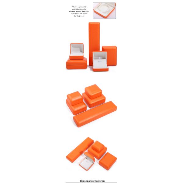 Custom Logo Rectangle Orange Leather Jewelry Box for Luxury Bracelet Necklace Storage