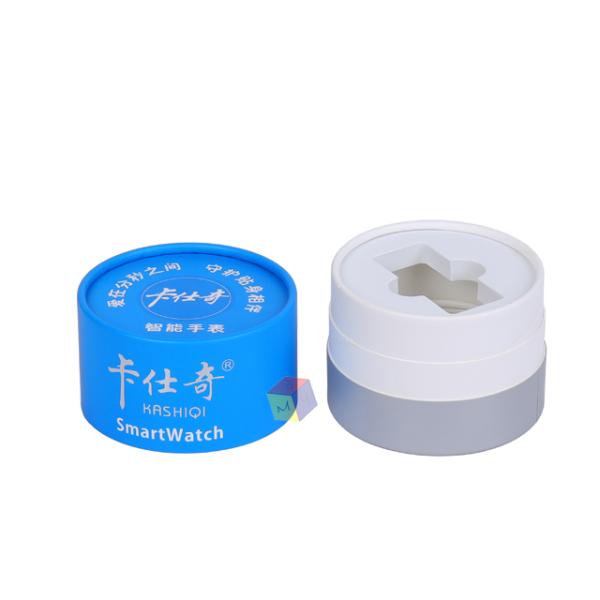 Wholesale Cheap Cardboard Paper Round Tube Custom Watch Box Gift Packaging With Logo and foam tray