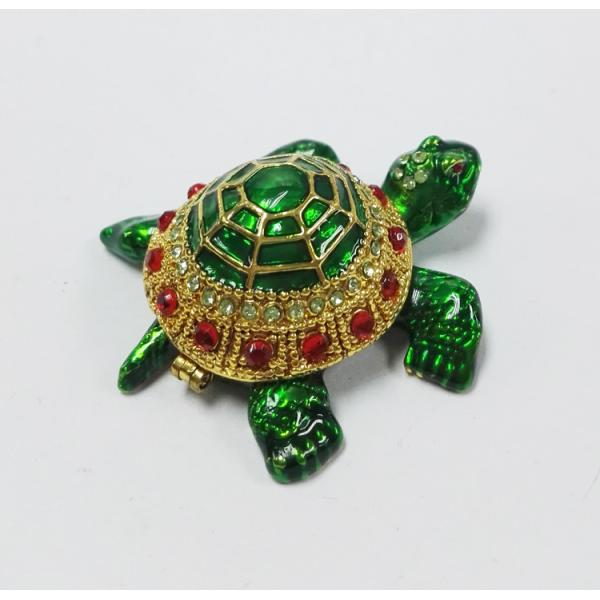 Mini Turtle trinket jewelry box petwer metal jewelry box diamond decoration gifts box