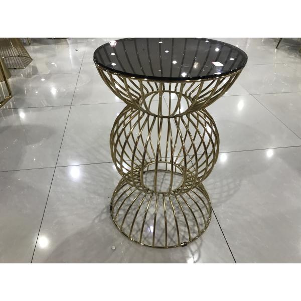 Metallic Texture 50cm 73cm Wrought Iron Glass Coffee Table