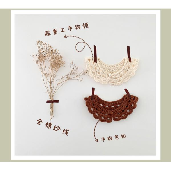 Y-F 2023 Autumn Girls Two Tone Detachable Lace Collar Crochet Kids Cotton Flower Wedding Vintage Collar