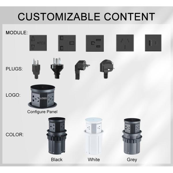 USB A+C Fast Charging Wireless Charger 3 Power Outlets Pop-Up Desktop Kitchen Socket UK Plug Standards Tabletop