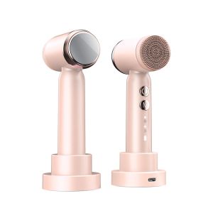Pink Face Cleanser Vibrating Brush 1000mAh Silicone Battery Face Scrubber