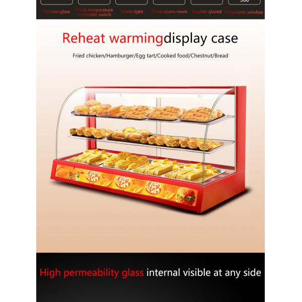Professional Electric Red Glass Food Warmer Display Showcase with Toughened Glass
