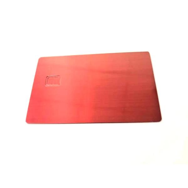Red 1.2mm Metal Membership Card With Chip Brush Finishing