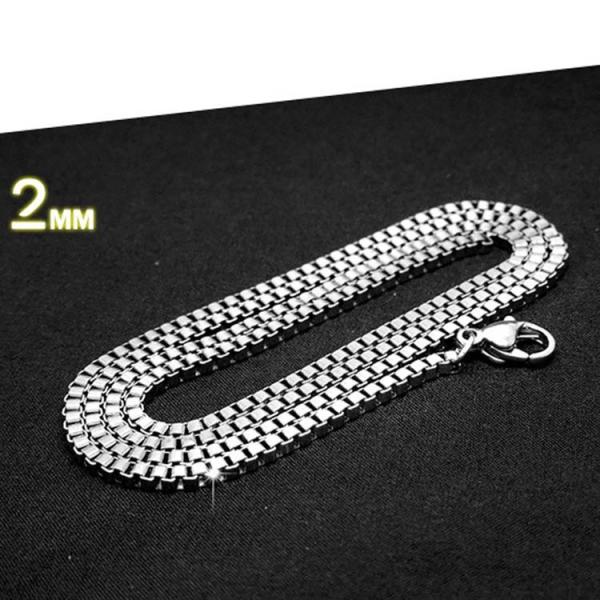 Men's 925 Silver Plated Titanium Stainless Steel Box Chain Necklace (CE496)