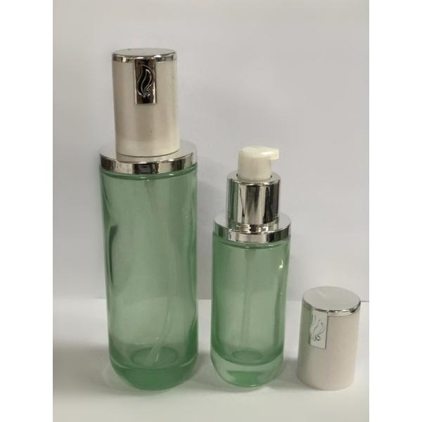 30ml Glass Lotion Bottle with pump Translucent green Gradient blue color Pearl white