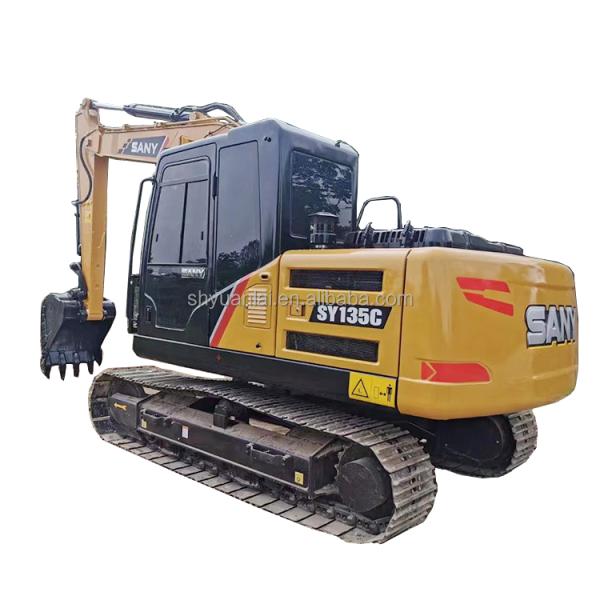 Low price sale of original hydraulic track type Sany SY135 second-hand excavator and hook machine
