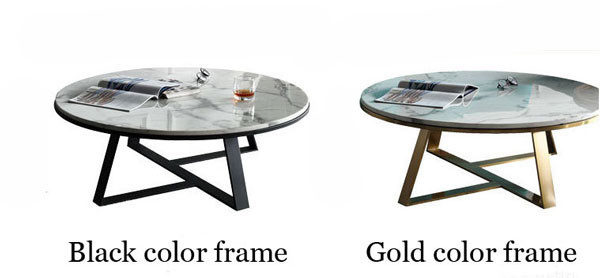 100x100cm Luxury Center Tables Metal Base Marble Top Low Tea Round