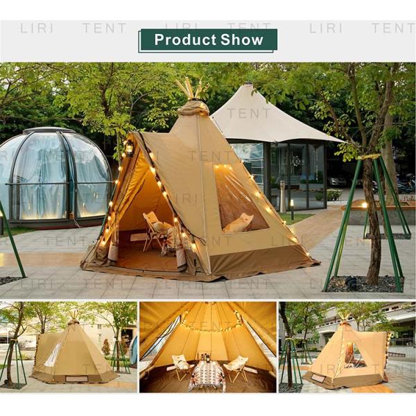 Outdoor Camping Waterproof Canvas Tipi Tents With Wood Stove