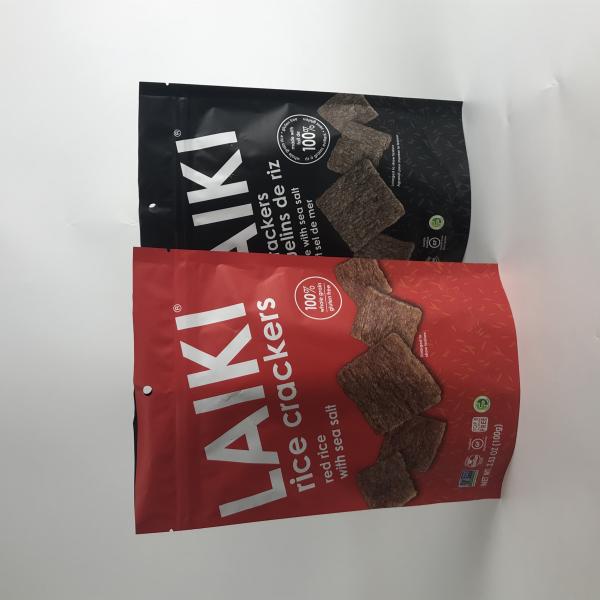Food Grade Plastic Custom Printed Stand Up Zipper Bags For Crackers
