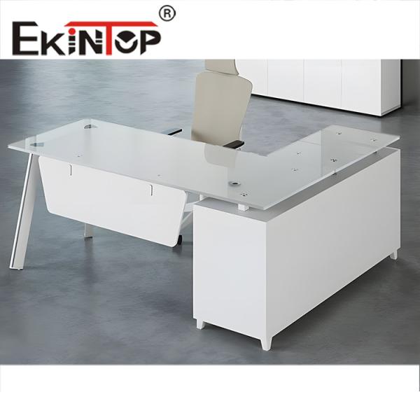 White Customized Toughened Glass Desk Tempered Glass Computer Desk