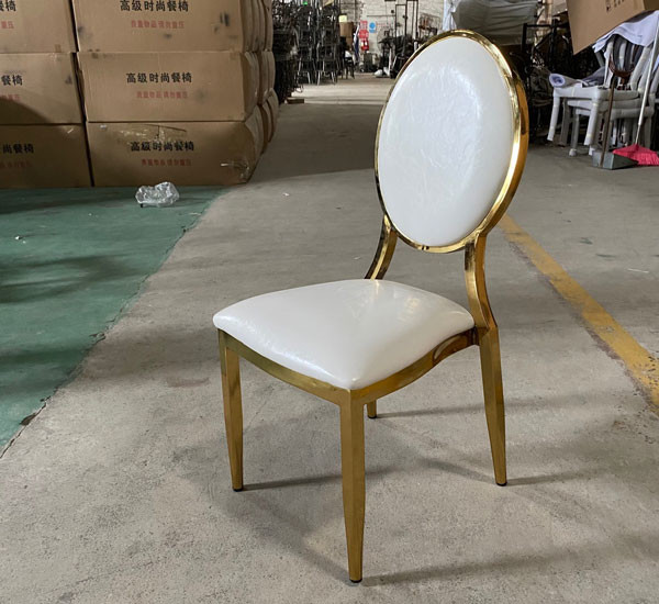 Gold Banquet Dining Chair Luxury White Stainless Steel Hotel Stackable Dining Chairs