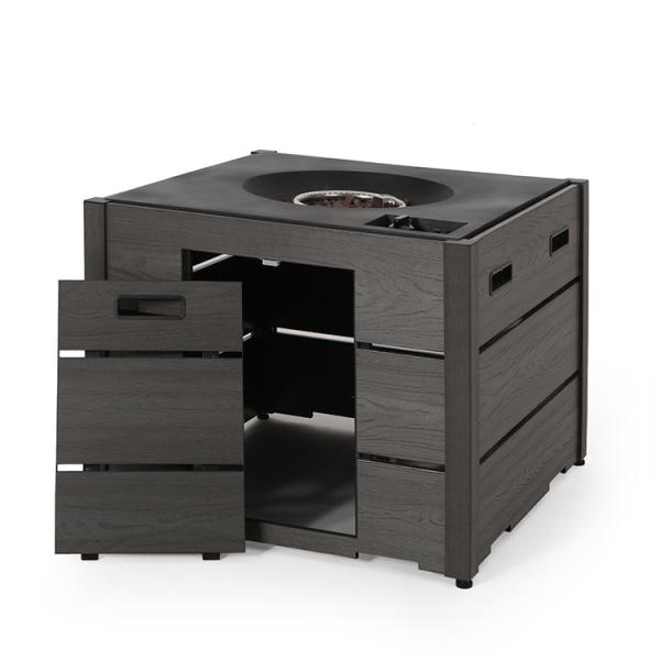 40,000 BTU Lightweight Concrete Gray Square Propane Outdoor Firepit Garden Patio