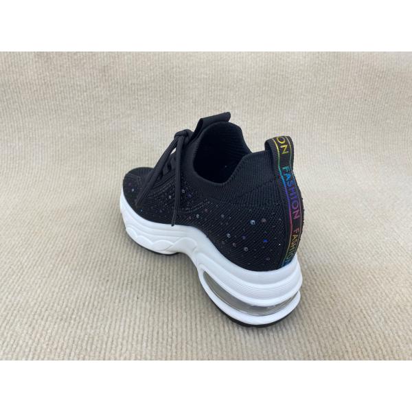 Flyknit Black Platform Loafers With Crystal Surface And Breathable Mesh