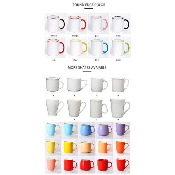 11 Oz Porcelain Ceramic Coffee Cups White Color With Custom Logo