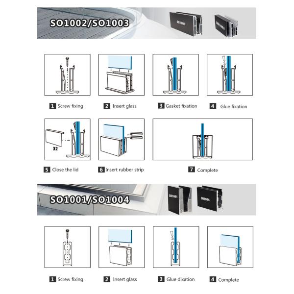 Tempered Laminated Glass Balustrade Fittings for in Frameless U Channel Glass Railing