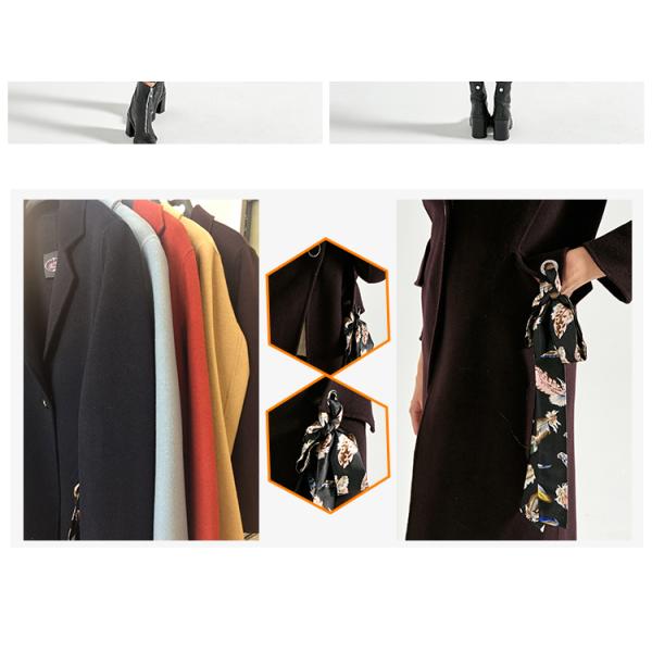 Luxury Elegant Fitted Woolen Womens Long Winter Jackets With Printed Belt