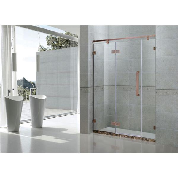 Tempered Glass Frameless Single Shower Doors Red Bronze Hinge Swing Stainless Steel