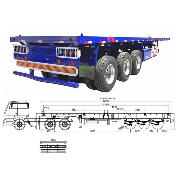 Flatbed 40 Foot Tri Axle Flat Deck Trailer Trailer-Container