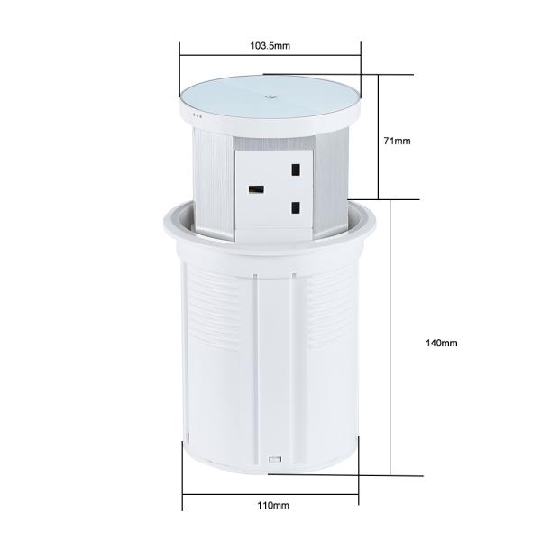 USB A+C Fast Charging Wireless Charger 3 Power Outlets Pop-Up Desktop Kitchen Socket UK Plug Standards Tabletop