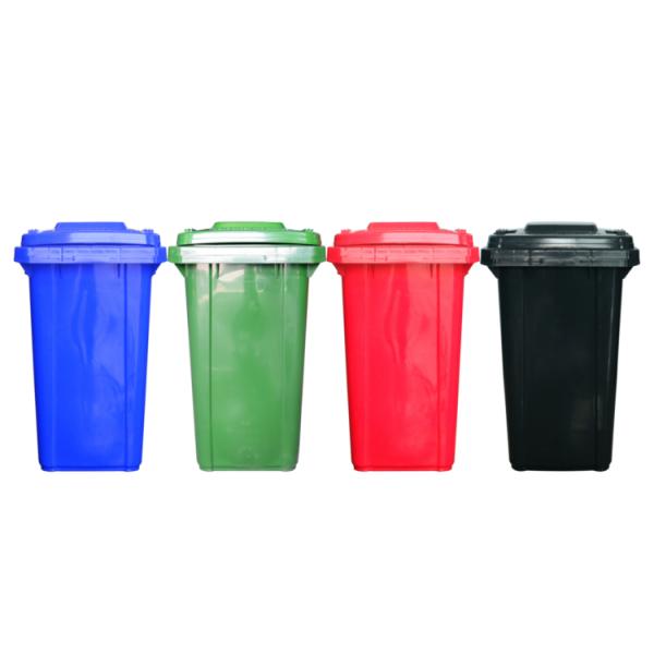 Green Commercial Rolling Trash Can 100Ltr Recycle Garbage Containers With Lid