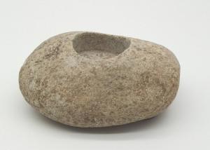 Quality Natural River Stone Candle Holders , Stone Tea Light Holder Backside With Pads wholesale