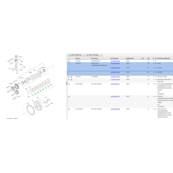CXZ CYZ 6UZ1 6WG1 8976097690 CRANKSHAFT BEARING METAL SET FOR ISUZU TRUCK
